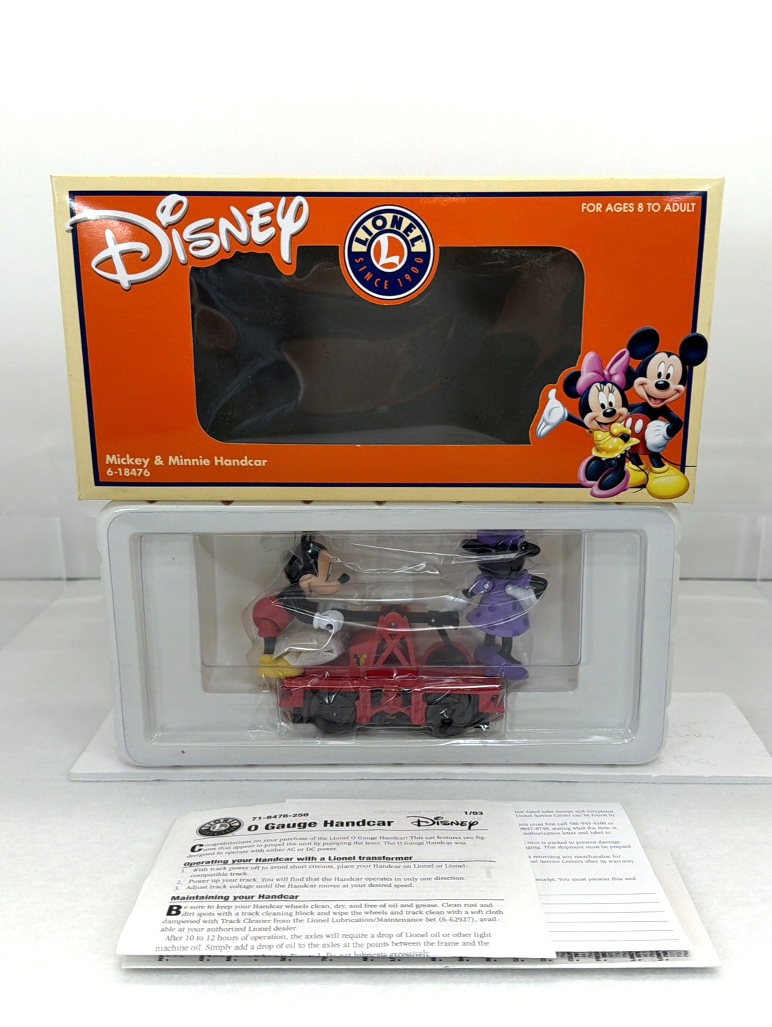 Lionel 6-18476 Mickey & Minnie Mouse Motorized Handcar O New Disney