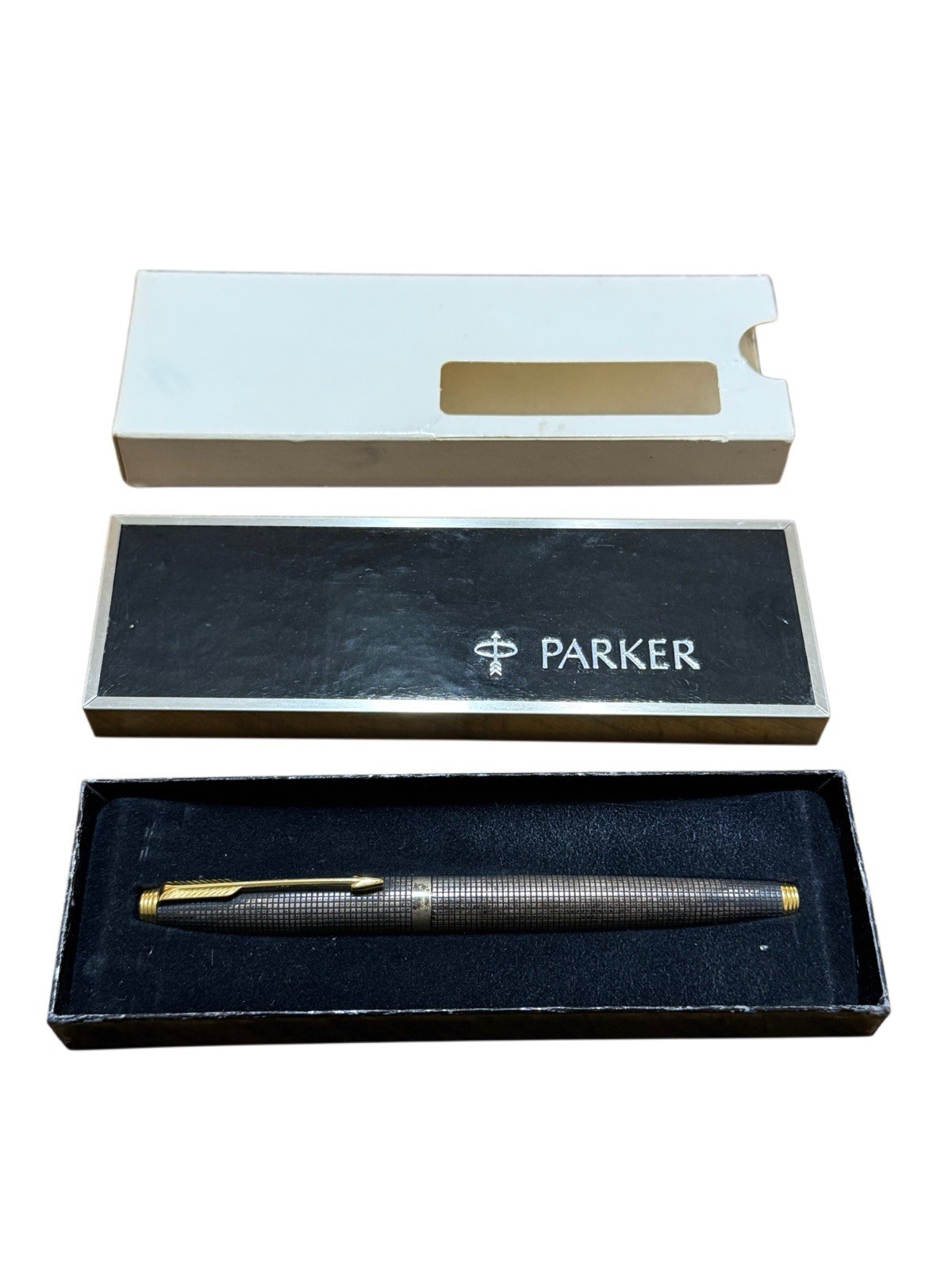 Vintage Parker 75 Cisele Sterling Silver Fountain Pen 14K Gold Fine F Nib USA