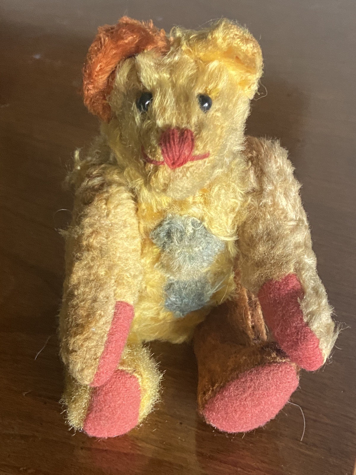 Antique French Teddy Bear Clown Mohair & Felt Arm Rod Jointed Early Bear Unusual
