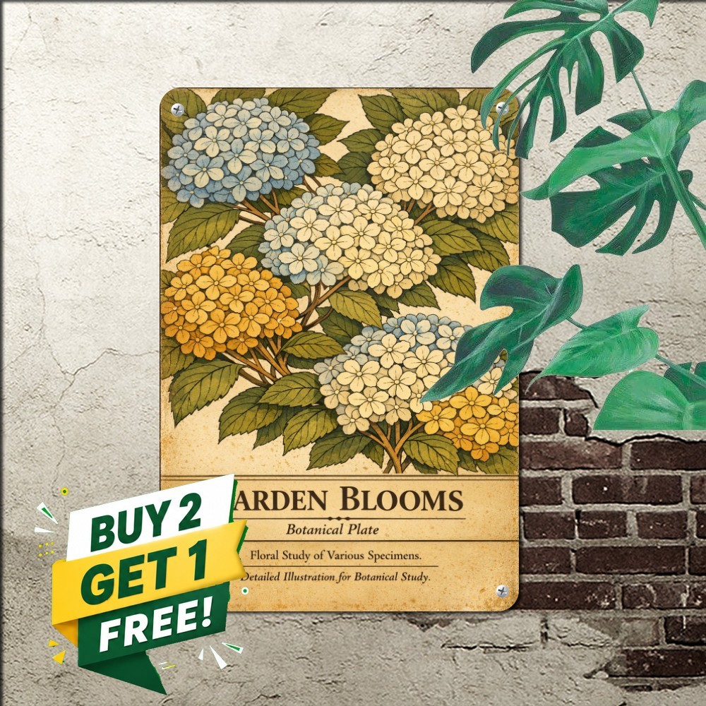 vintage botanical hydrangea illustration cascading flower clusters leafy