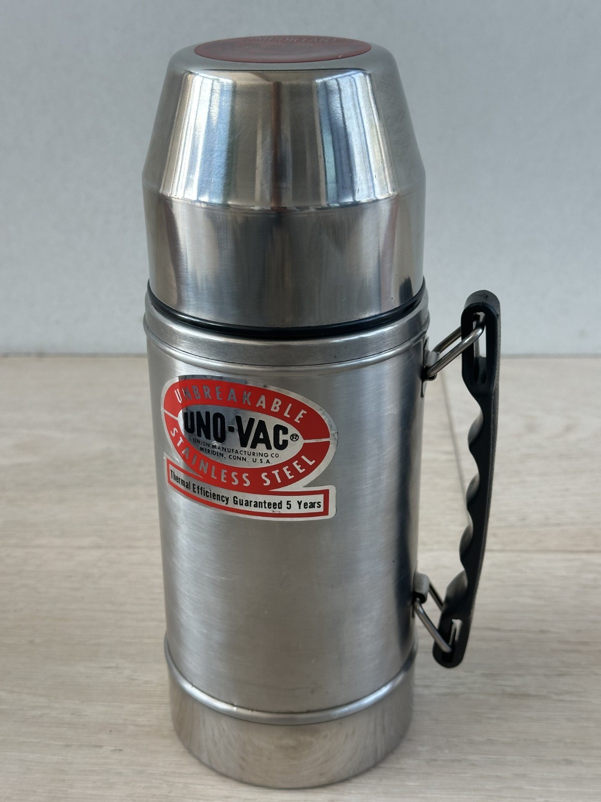 Vintage Uno-Vac Unbreakable Stainless Steel Vacuum Bottle Thermos 1 QT Excellent