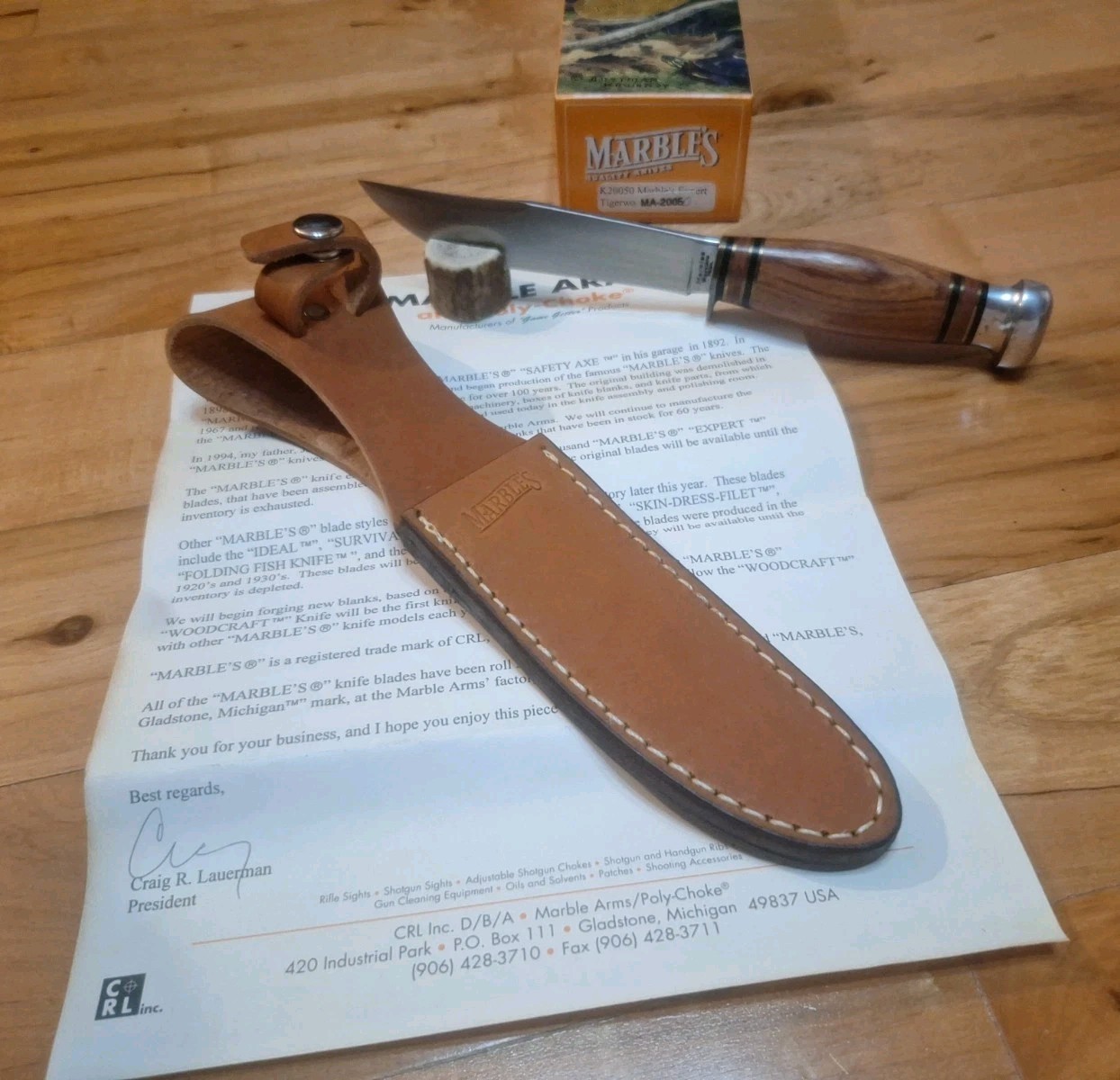 MARBLE'S GLADSTONE MI. USA KNIFE K20050 EXPERT TIGERWOOD, LIMITED EDITION NIB 