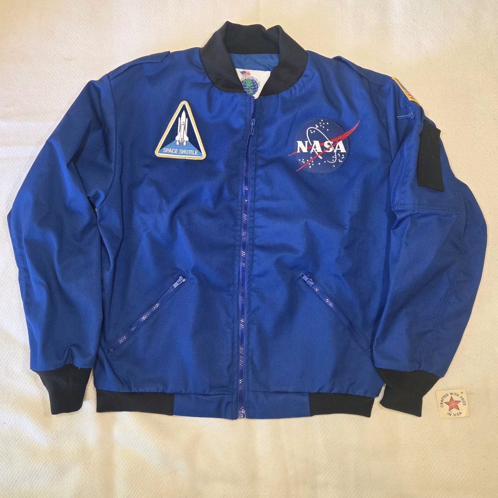 NEW Vintage Future Products NASA Blue Space Shuttle Flight Jacket Small S Coat