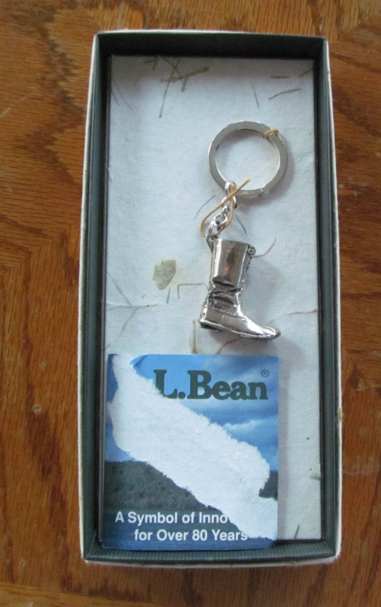 Vintage Sterling Silver Tall Lace-Up LL Bean Boot Key Chain Box