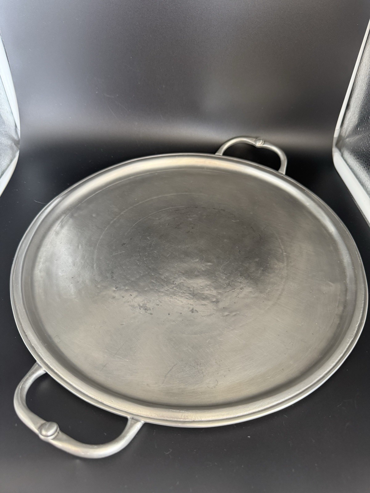 MATCH Modern Pewter Handle Round Tray - Small