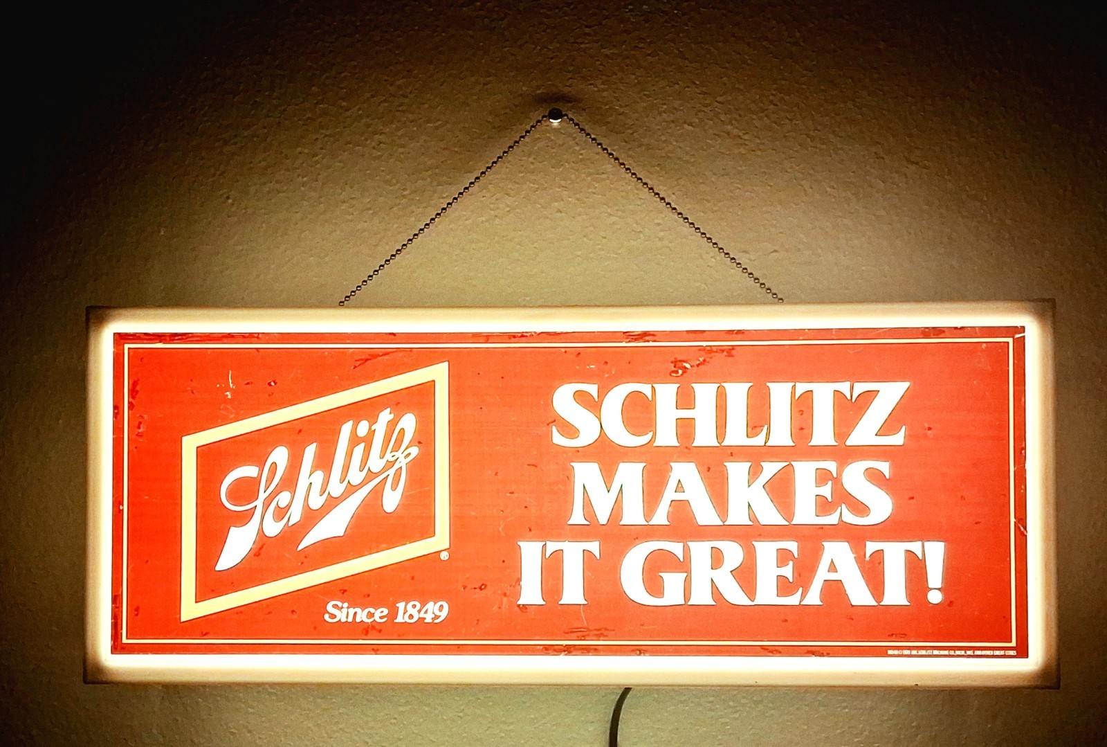 Vintage 1979 Schlitz Makes It Great Lighted Bar Sign Beer Advertising Works