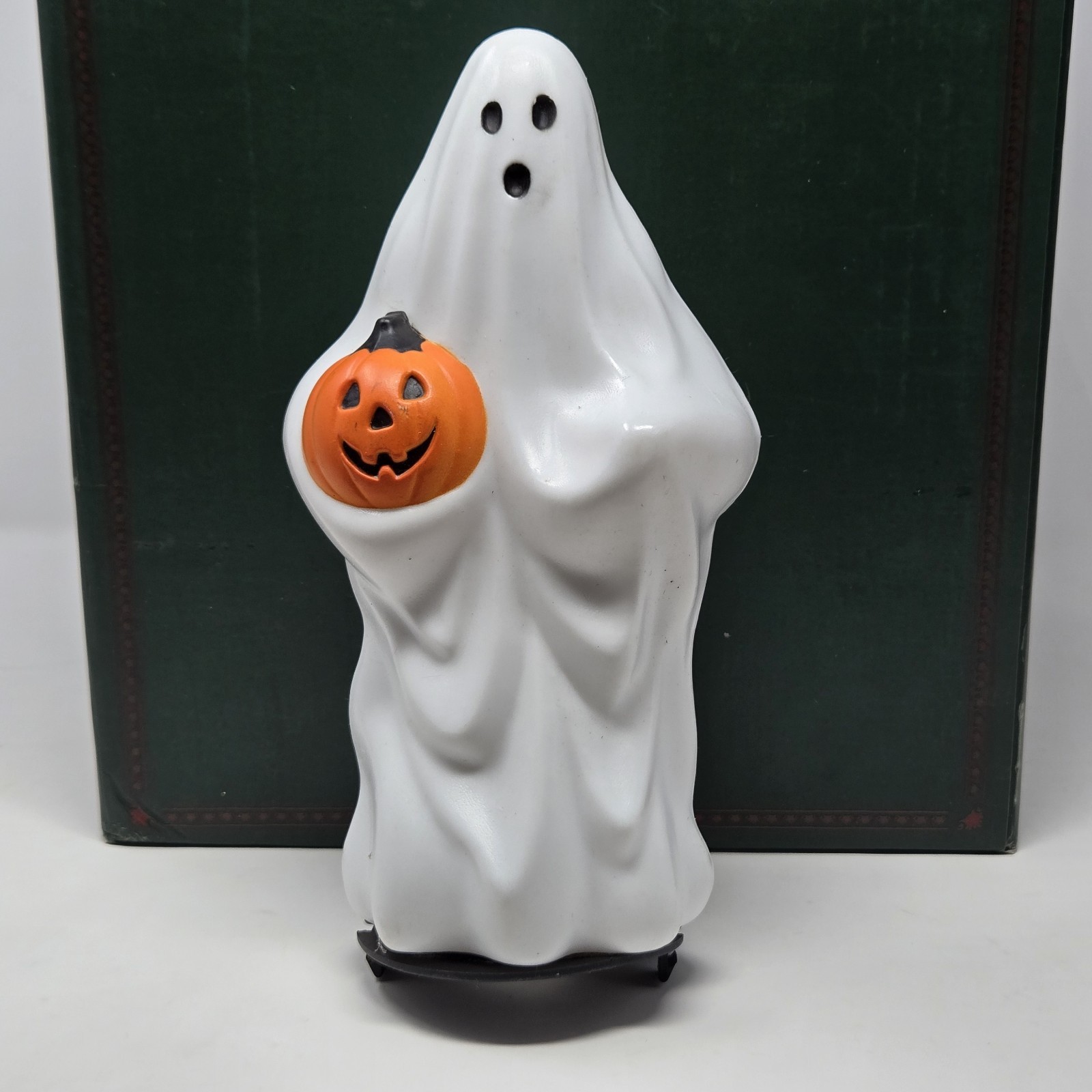 Vintage 1995 Empire Blow Mold Ghost Pumpkin 9 Inch Light Topper Halloween - Exc