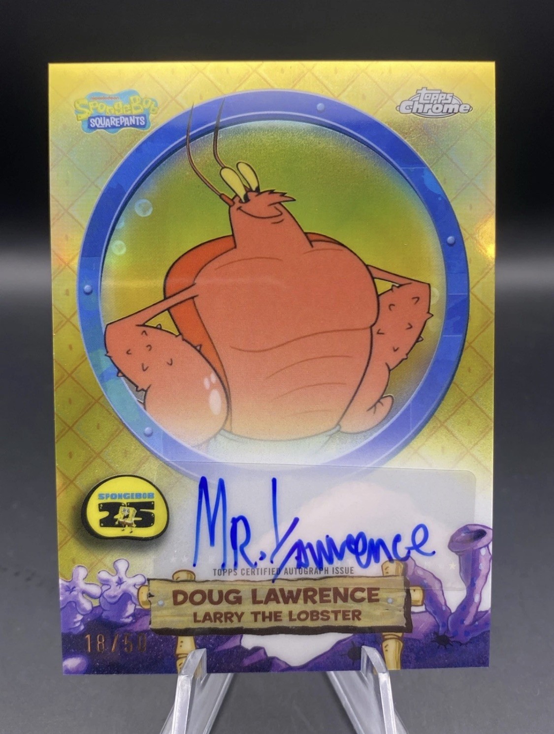 2025 Topps Chrome SpongeBob Larry The Lobster Gold Refractor Auto /50