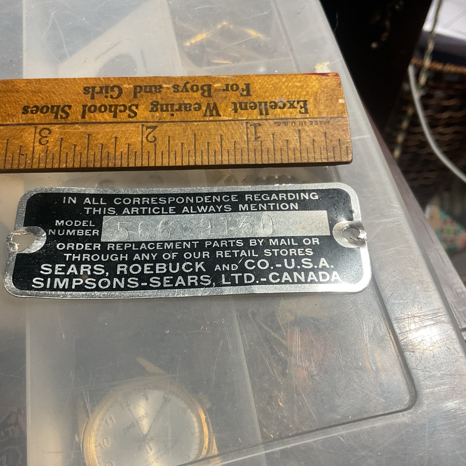 Sewing Machine Cabinet Sears Roebuck Identification Tag