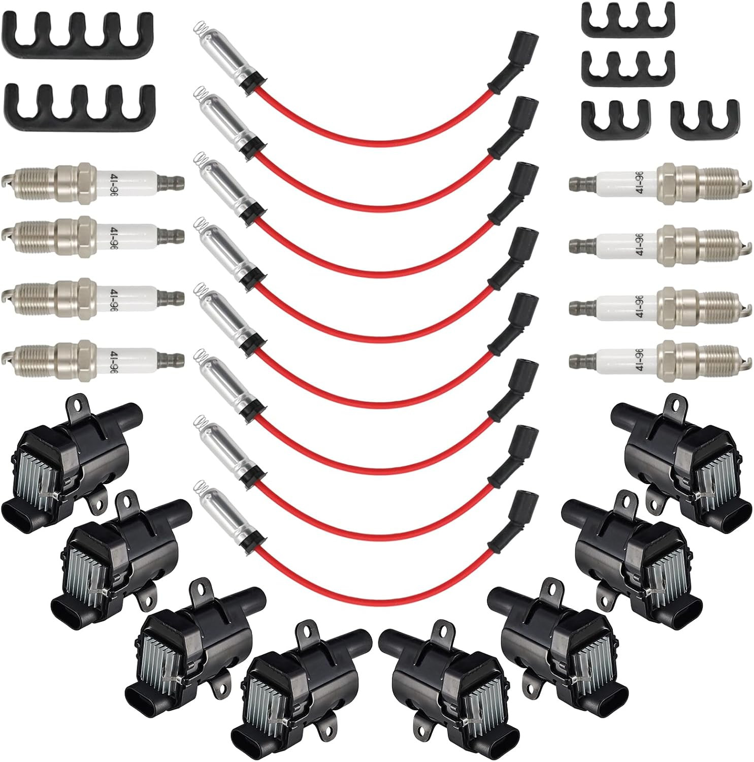 8 Pcs UF262 round Ignition Coil Set with 12192192 Spark Plugs Wires Set