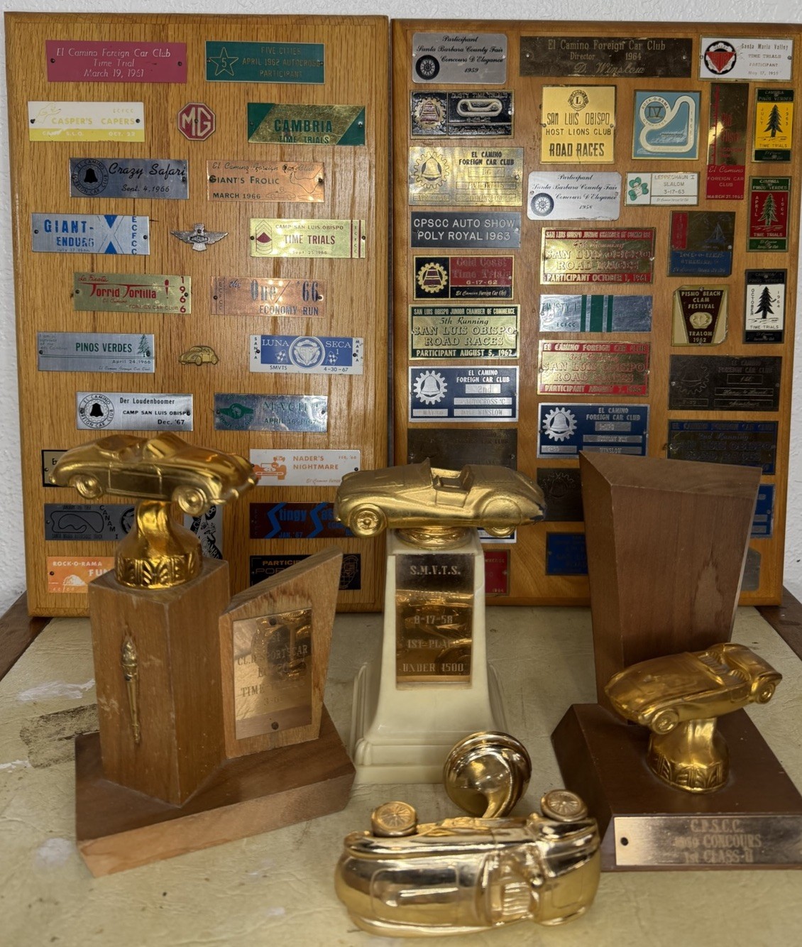 Vintage 50s Car Club Plaque Trophy Lot San Luis Obispo Cal Poly Pismo Beach