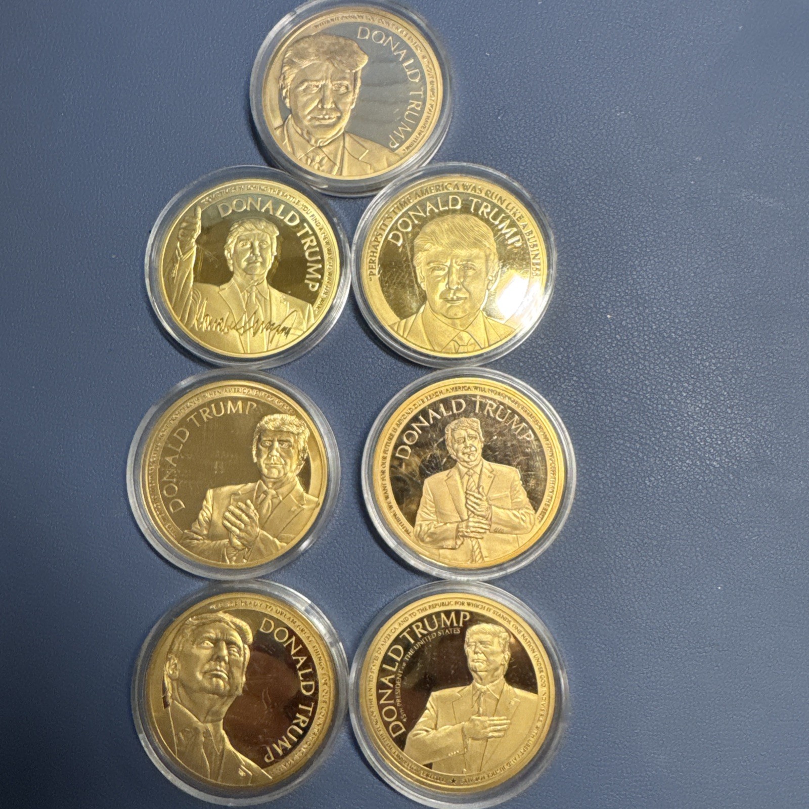 Donald Trump Presidential Commemorative Gold Plated Token Medal Set Lot 7 MAGA