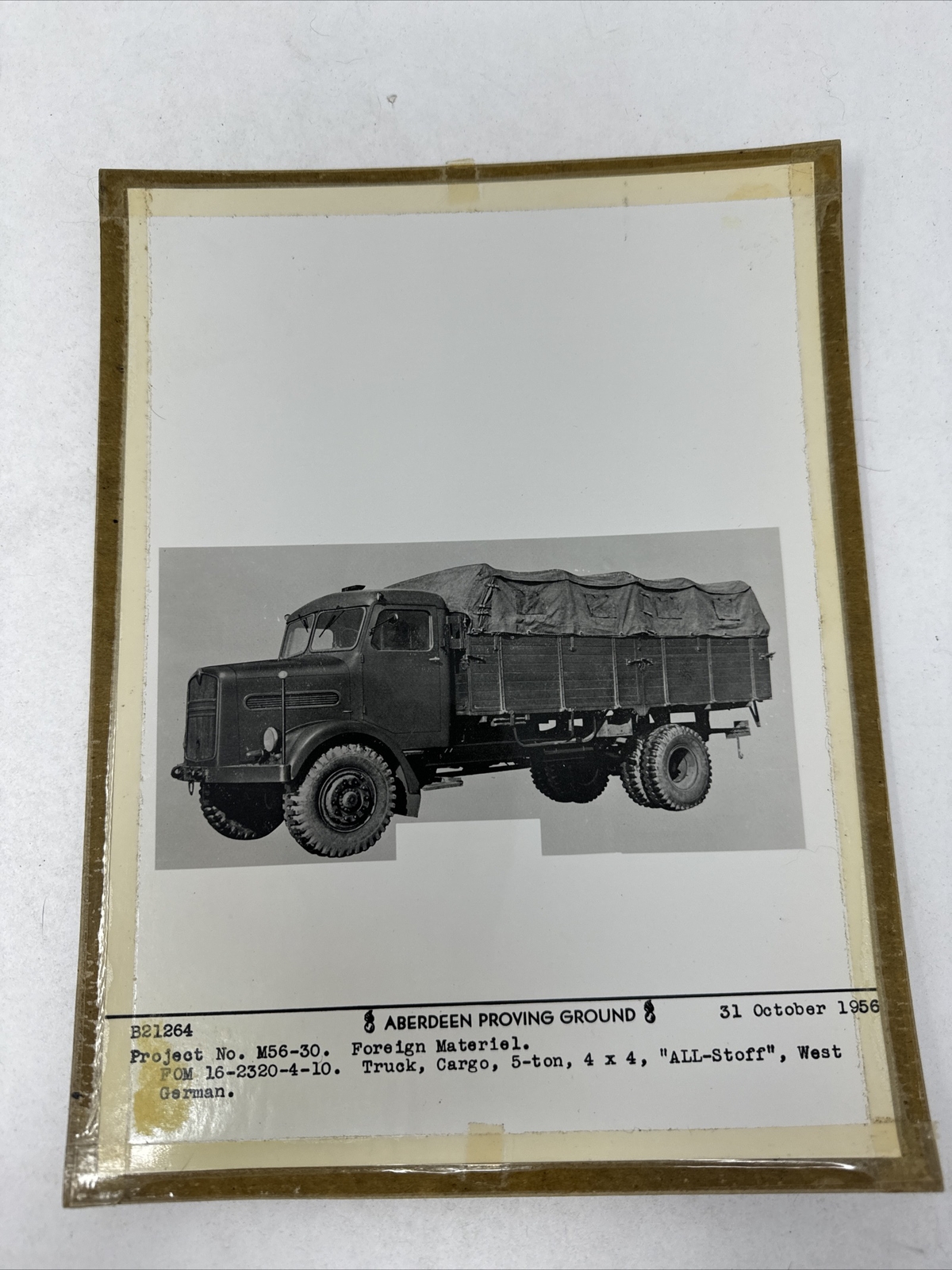 1956 Photo Army Cargo Truck \