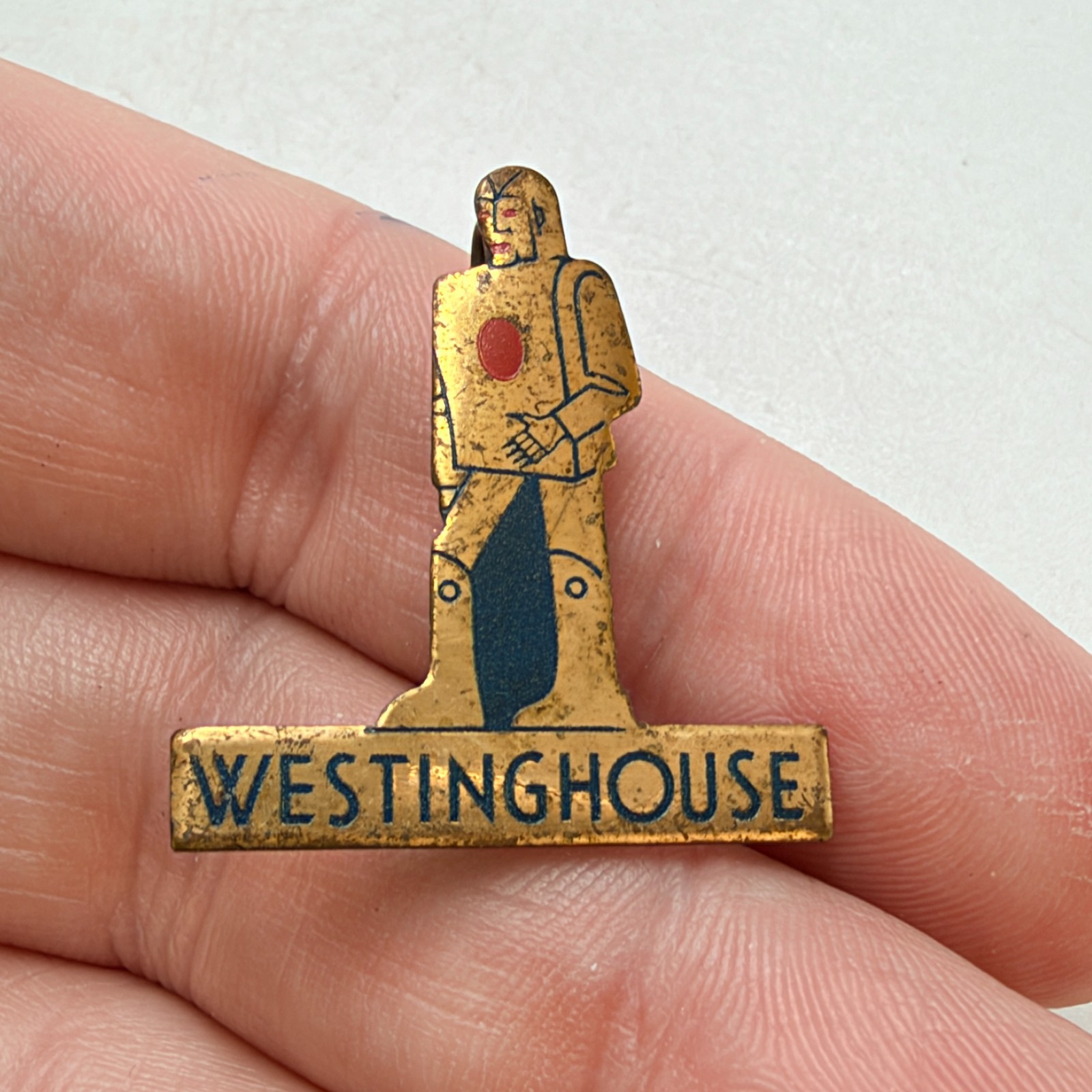 Westinghouse New York 1939 World Fair Elektro Robot Lapel Pin Souvenir Vintage