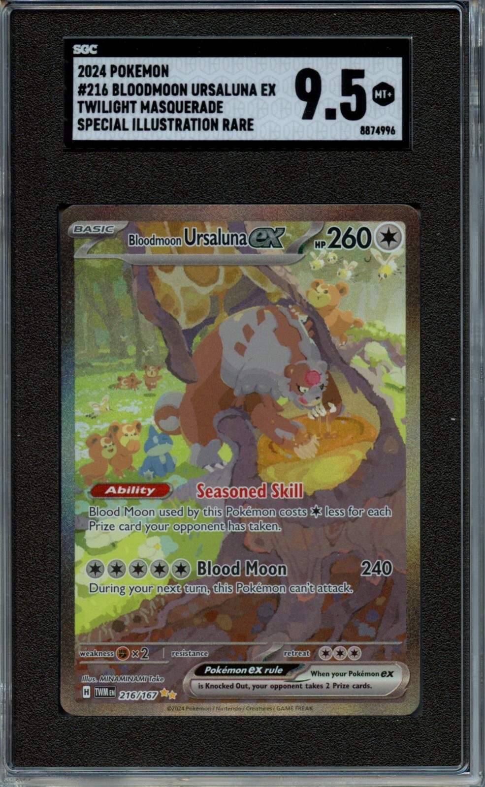 2024 Pokemon Bloodmoon Ursaluna EX Special Illustration Rare SGC 9.5