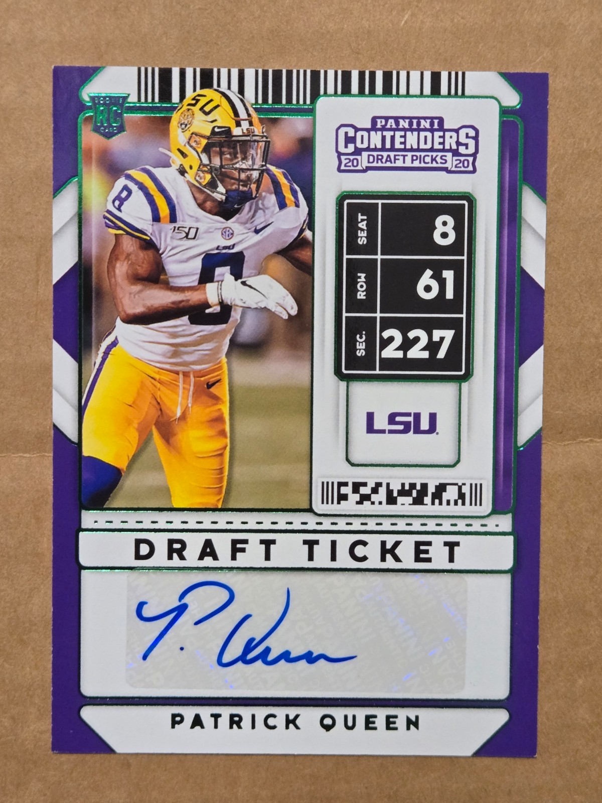 2020 Panini Contenders Draft Picks #223 Patrick Queen College Ticket Auto