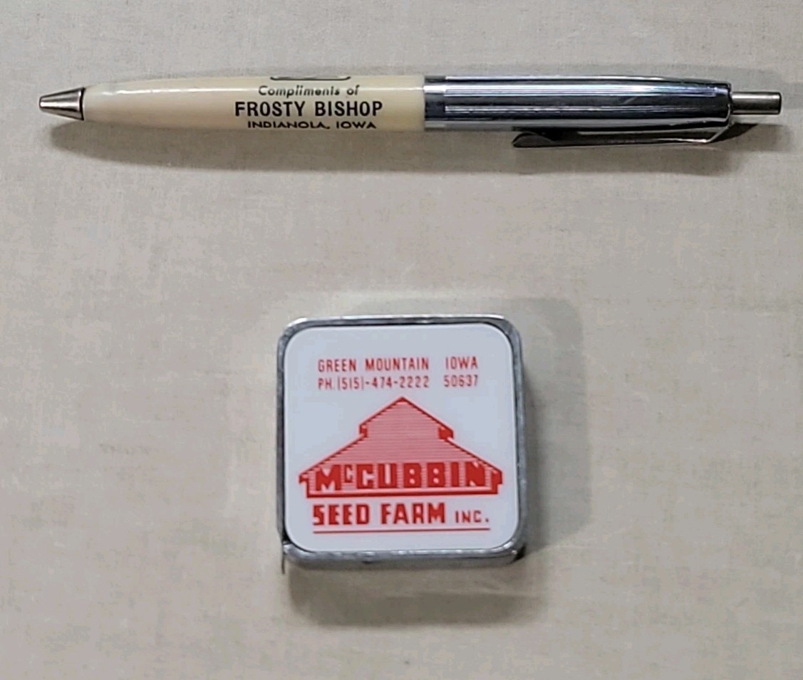 VTG Advertising McCubbin Seed Farm Tape Rule, DeKalb Chix Complimentary Pen IOWA