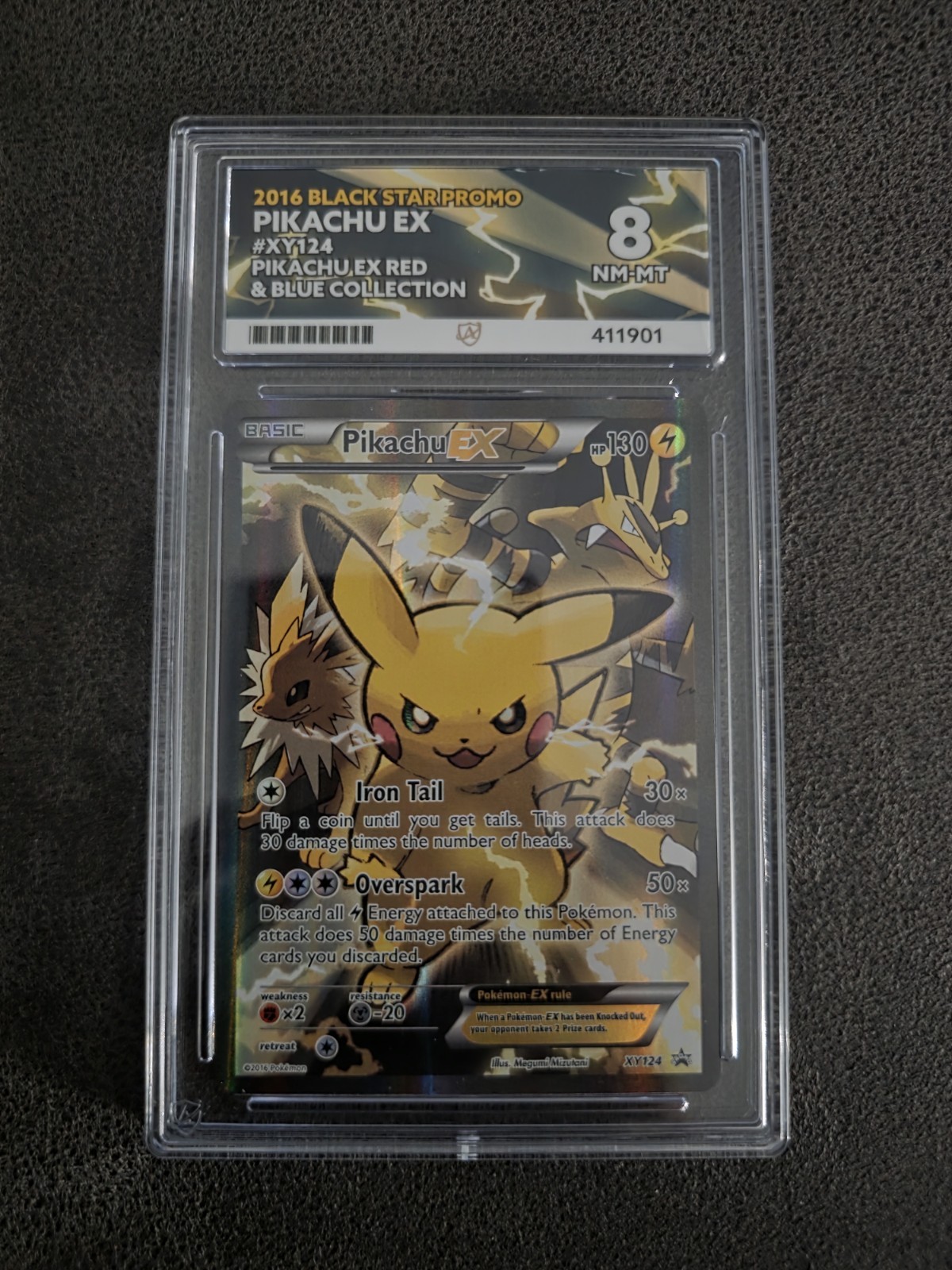 ACE 8 NM MINT (LOW POP) Pokémon Pikachu TCG EX XY XY124 Promo Card