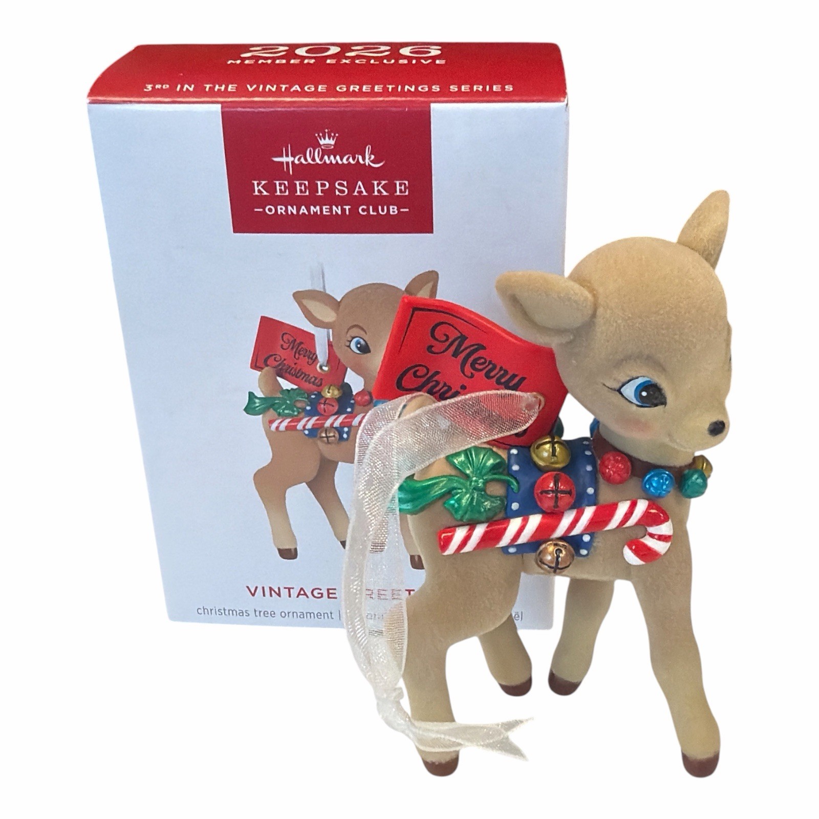2026 Hallmark KOC Member Ornament Vintage Greetings Reindeer #3 in Series