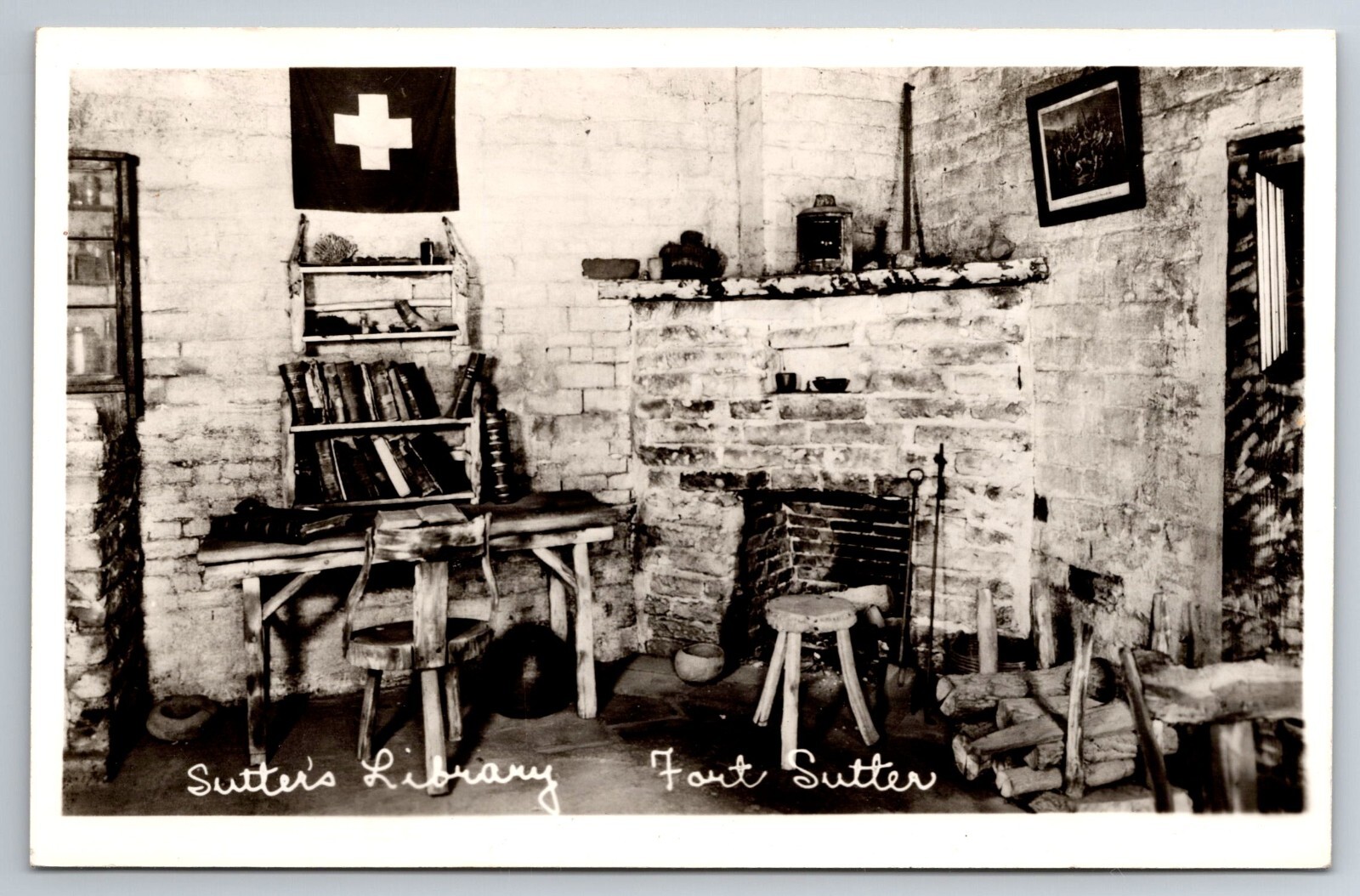 CA, Fort Sutter, Sutter\'s Library, Real Photo, RPPC, Vintage Postcard