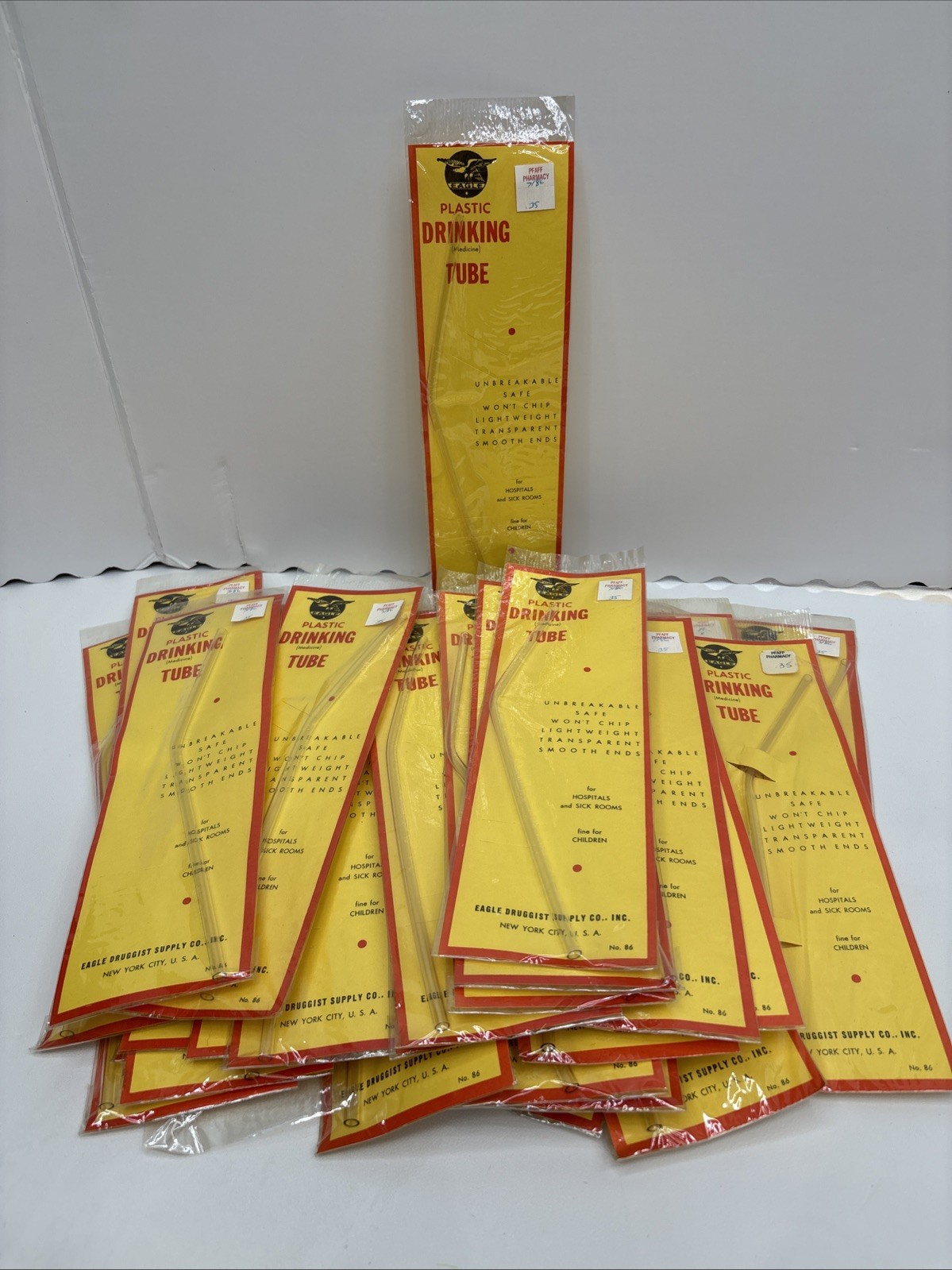 VTG Plastic Drinking Tube Straw NOS Eagle Pharmacy Medical Prop Lot Of 34 New VTG Plastic Drinking Tube Straw NOS Eagle Pharmacy Medical Prop Lot Of 34 New