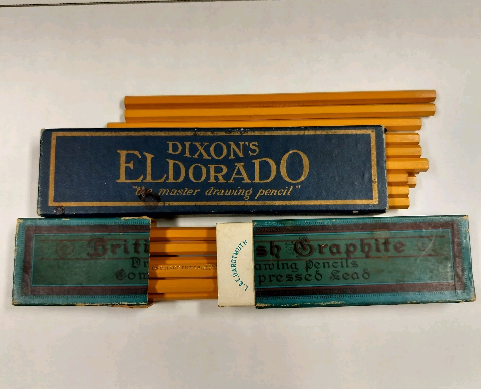 Vintage Dixon's ELDORADO 2B 3H Drawing Pencils & Koh-I-Noor 2H 6H Lot W/ Boxes 