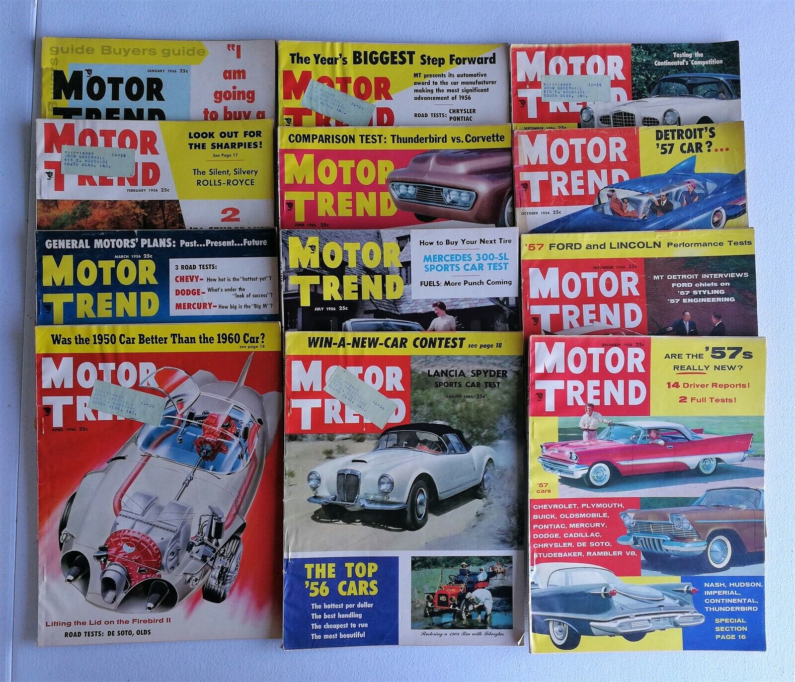 Motor Trend Magazine 1956 - The Complete Year - All 12 Issues 