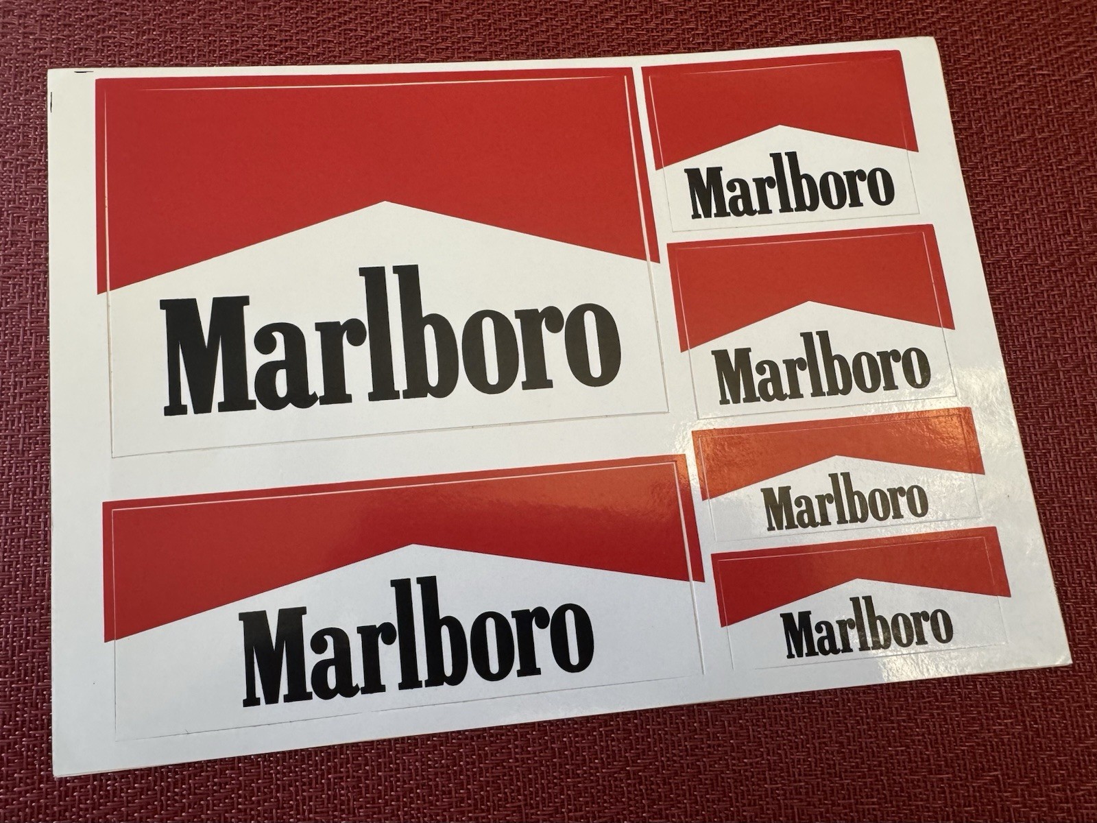Page Lot Of 6 Marlboro Vendor Display Glossy Sticker Tobacco Promo Advertising