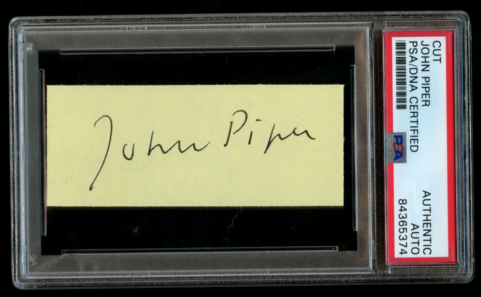 John Piper d1992 signed autograph auto 1x3 cut English Painter PSA Slabbed