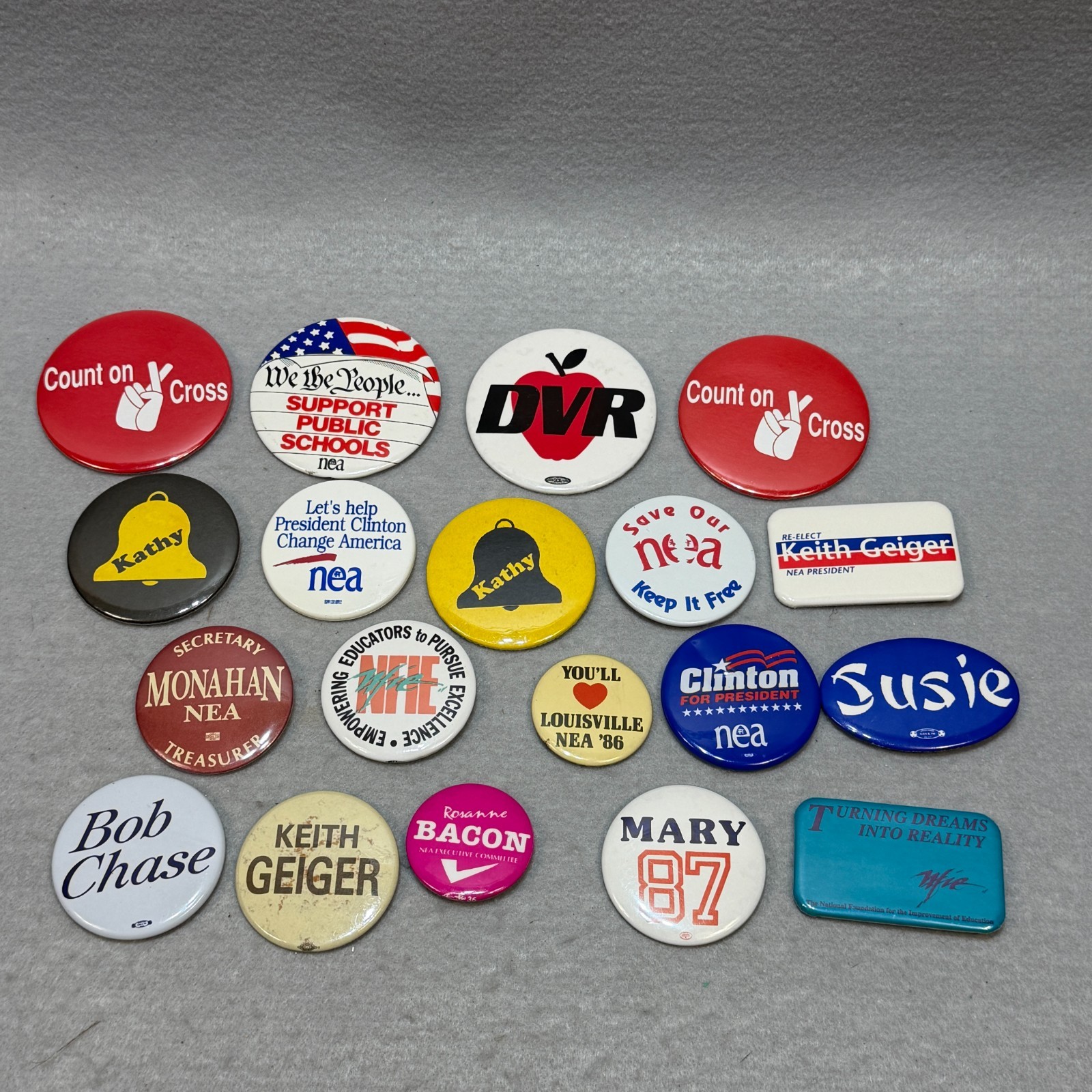 Vintage NEA Teachers Union Education Campaign and Education Pinback Buttons Lot