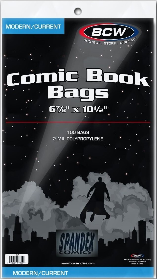 100 - BCW Current Modern 2-Mil Polypropylene Comic Bags 6 ⅞” X 10 ½” Acid Free