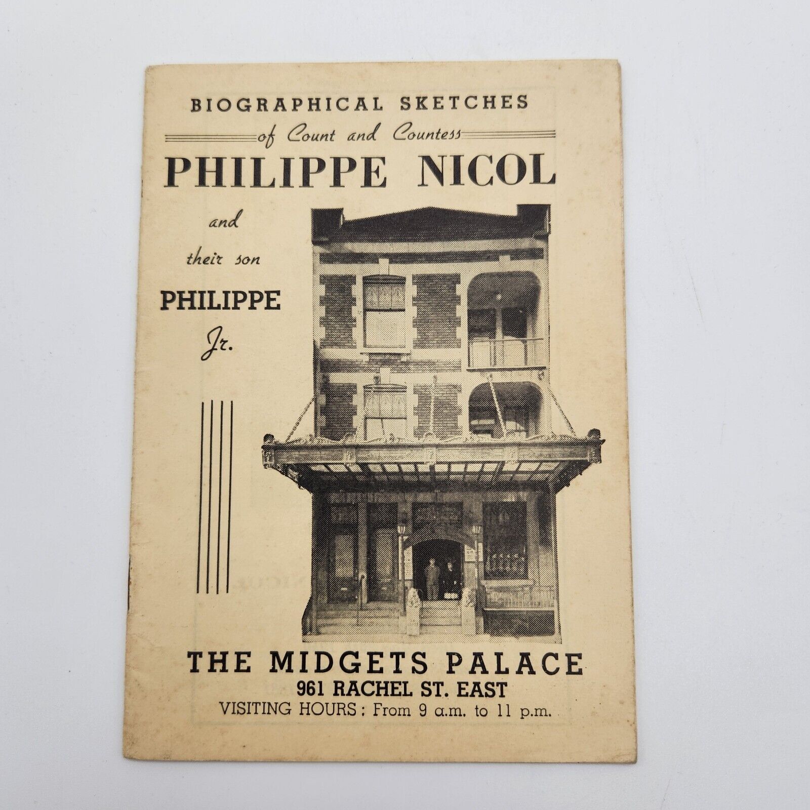 Vintage Philippe Nicol The Midgets Palace Biographical Sketches Souvenir Booklet