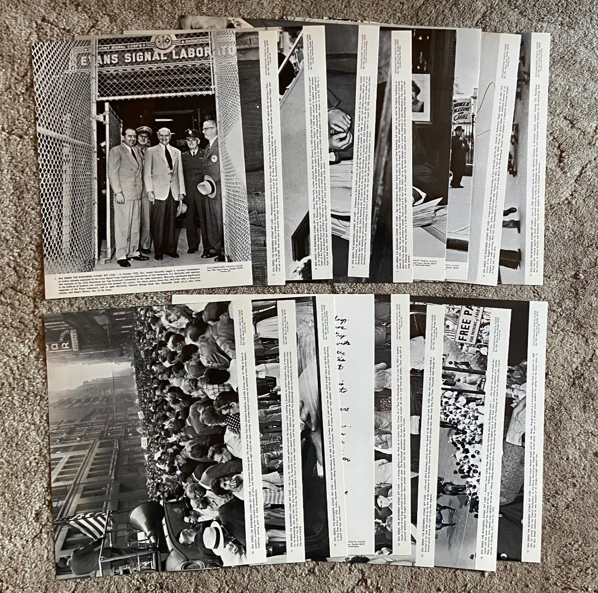 Vtg COMPLETE SET of 17 Documentary Photo Aids ROSENBERG ATOMIC SPY CASE 11x14 Vtg COMPLETE SET of 17 Documentary Photo Aids ROSENBERG ATOMIC SPY CASE 11x14