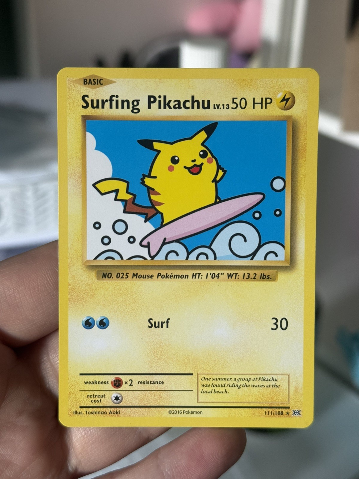Pokémon TCG Surfing Pikachu 111/108 Evolutions Regular Secret Rare 2016
