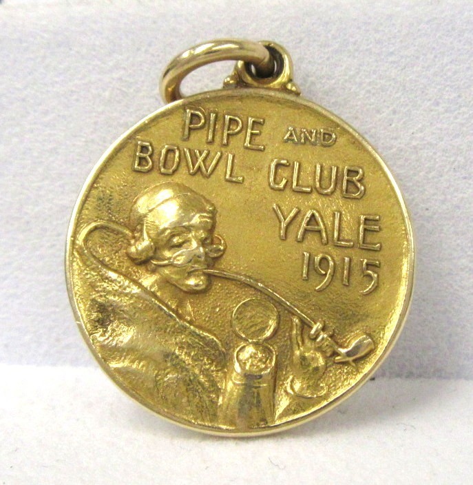 1915 Yale University 14K Gold Pipe and Bowl Club Pendant Charm - 3/4\