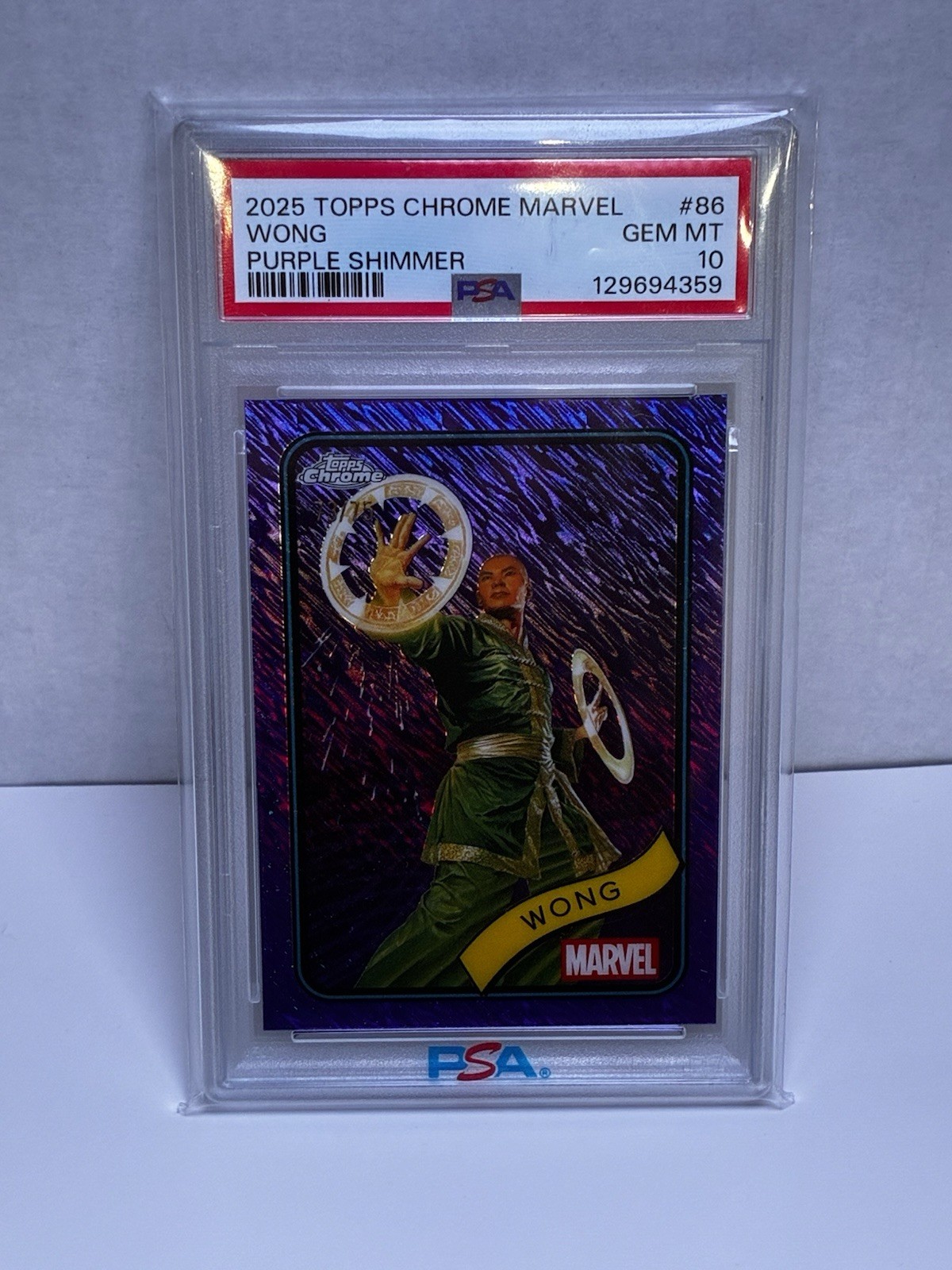 2025 Topps Chrome Marvel | Wong Purple Shimmer /75  PSA 10 POP 1