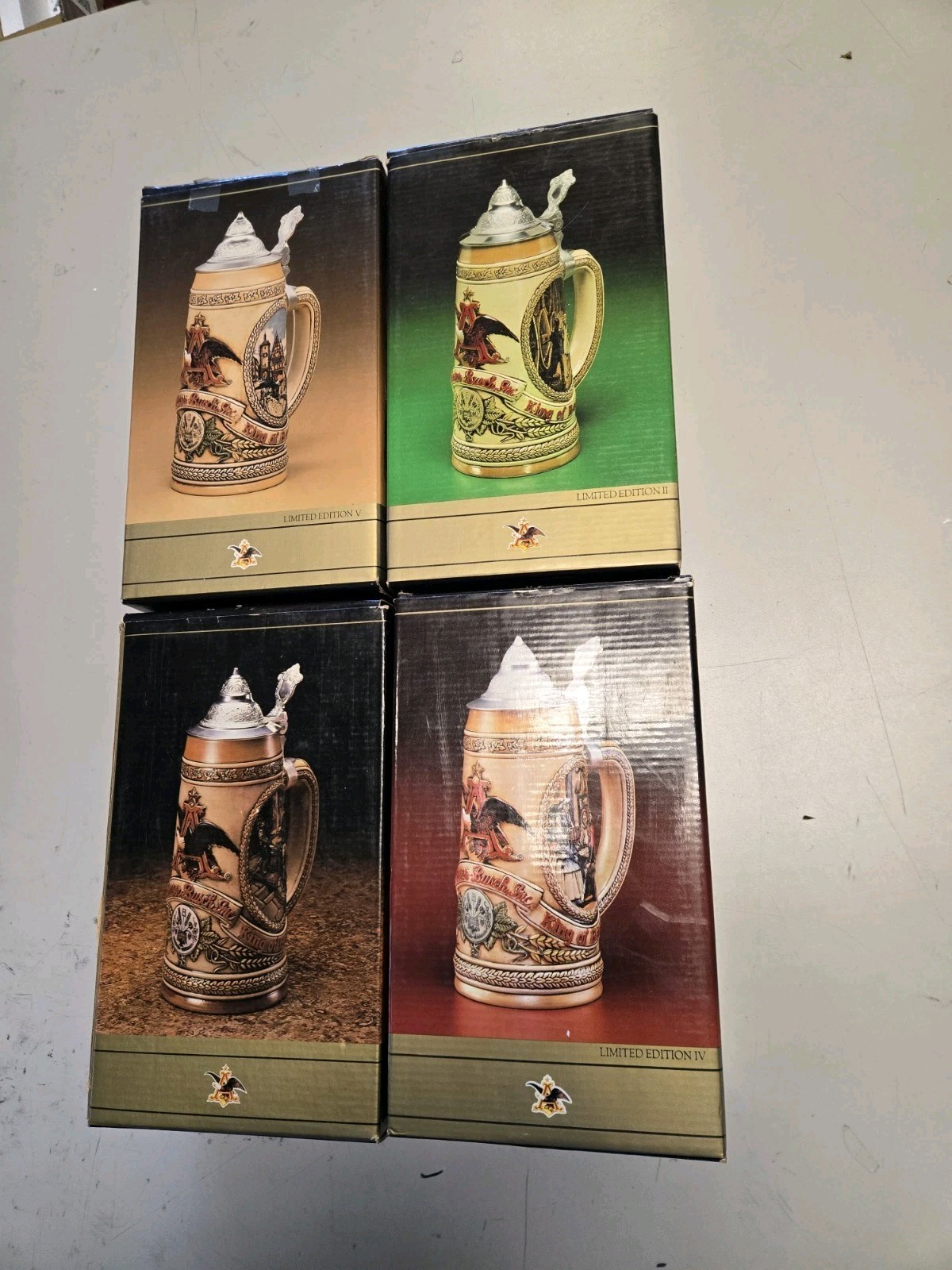 Lot Of 4 Tomorrow\'s Treasures Anheuser-Busch Limited Edition Lidded Steins