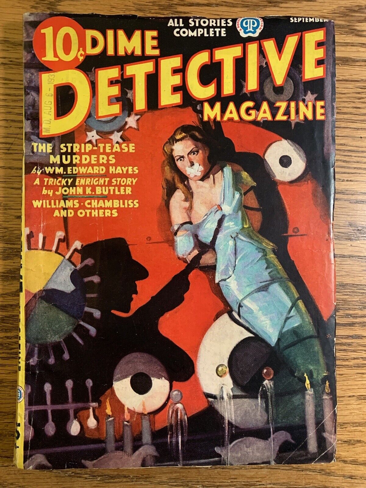 Dime Detective Magazine September 1937 Classic Cover Vintage Pulp Magazine NF