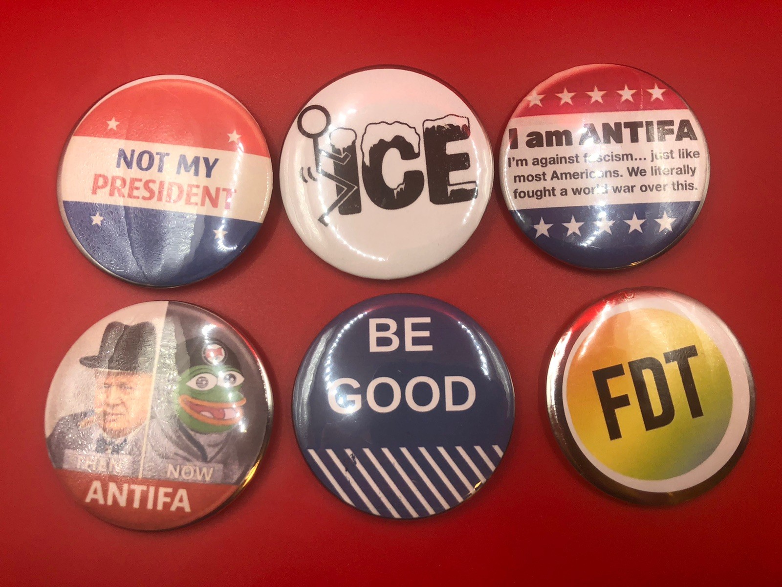 button pins 2.25 inch Anti-Trump FDT Anti-ICE SET OF 6