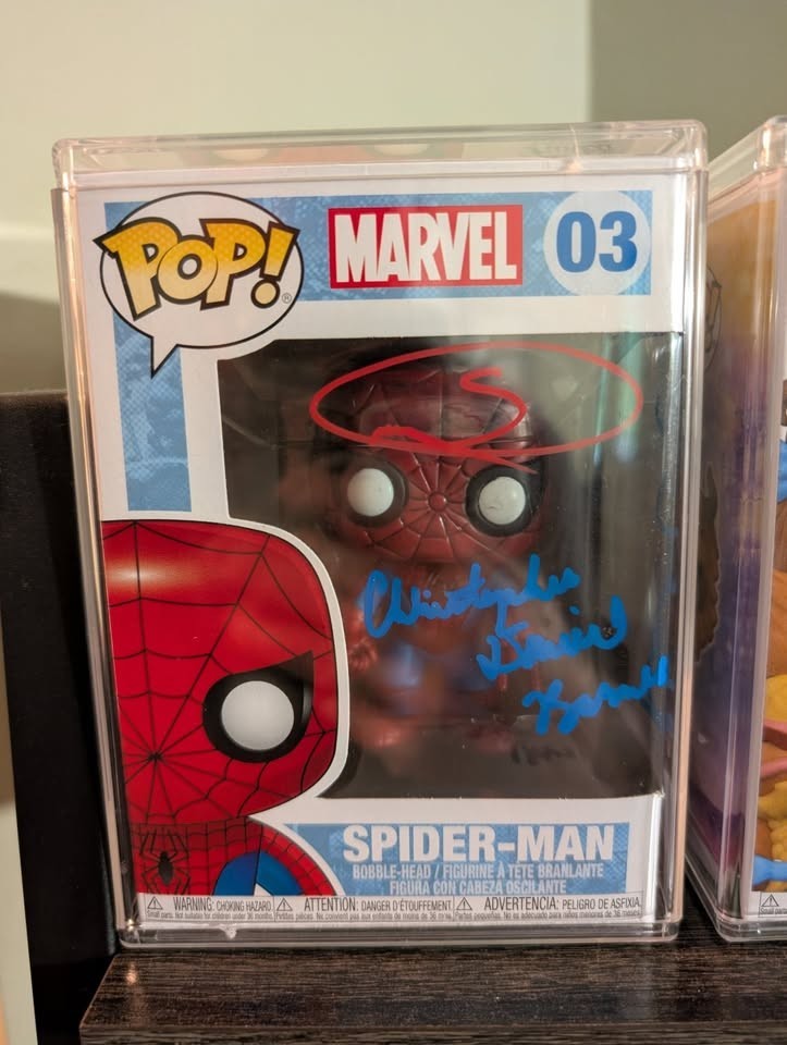 Funko Pop Spider-Man #03 3x Signed Marisa Tomei Shameik Moore Barnes w/ OC COA
