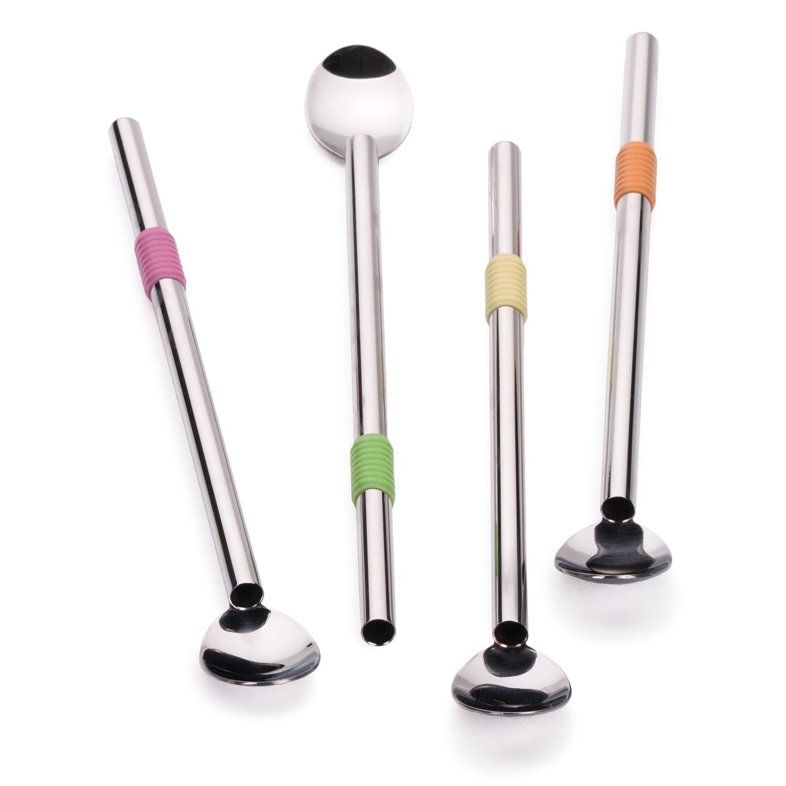 RSVP Endurance 18/8 Stainless Steel Spoon-Straw, Set of 4