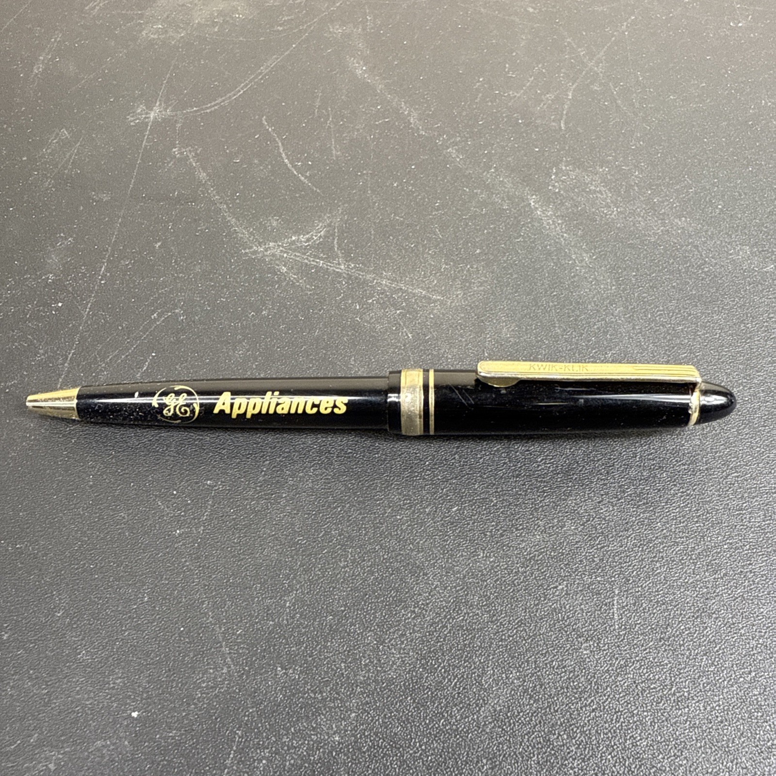Vintage GE Appliances Promo Pen Black Gold Trim Kwik-Klik Advertising USA