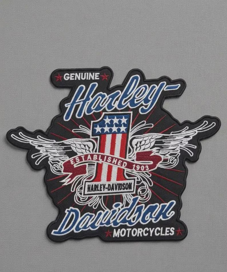 Vintage Motorcycle Embroidered Patch Biker Jacket Vest USA Wings Shield Badge