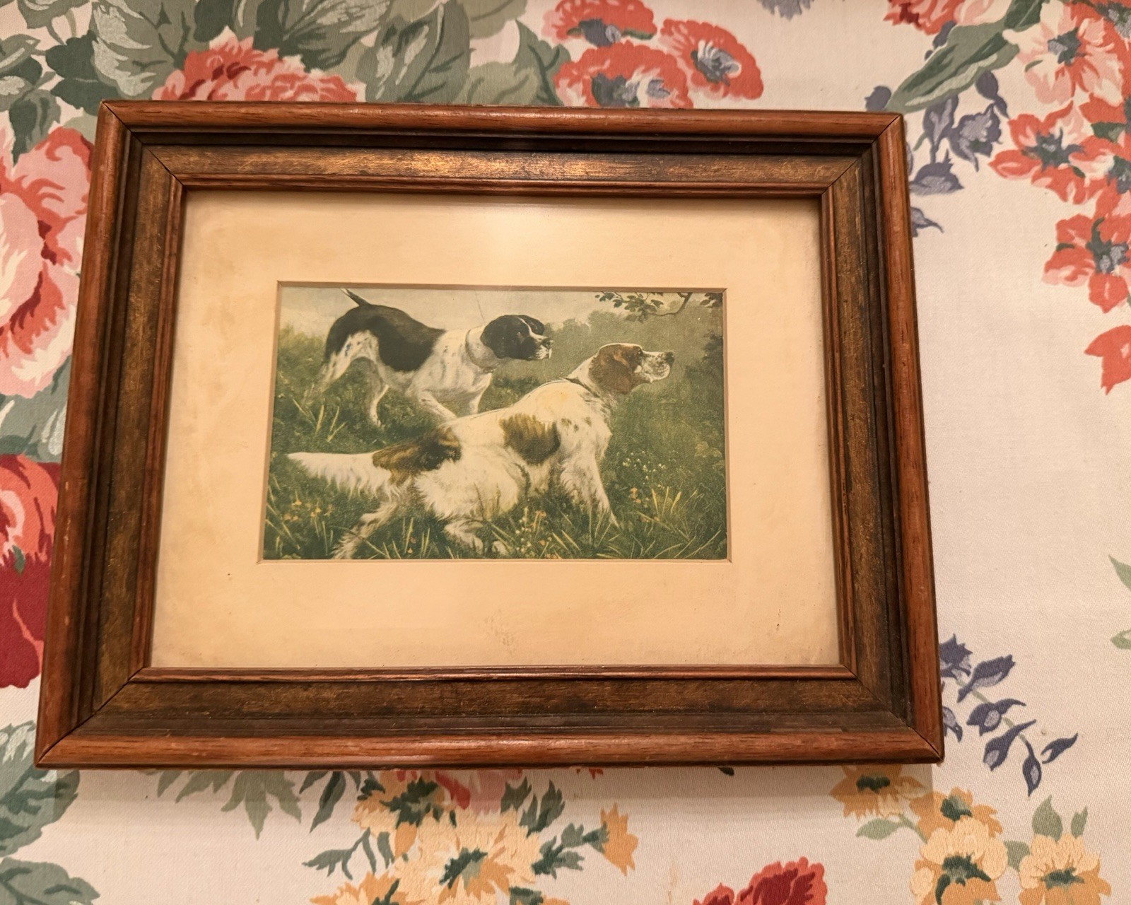 VINTAGE 1970s Framed Art: Hunting Pointers/Setters