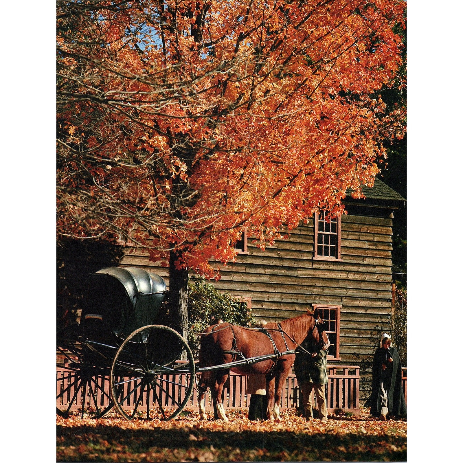 Autumn Arrival at the Homestead 1970s Retro Kitsch Wall Art Print SE10