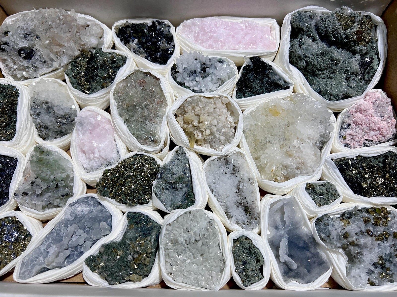 Bolivian Minerals Crystal Mixed Collection (Large 15x10 Inch Flat) Pyrite