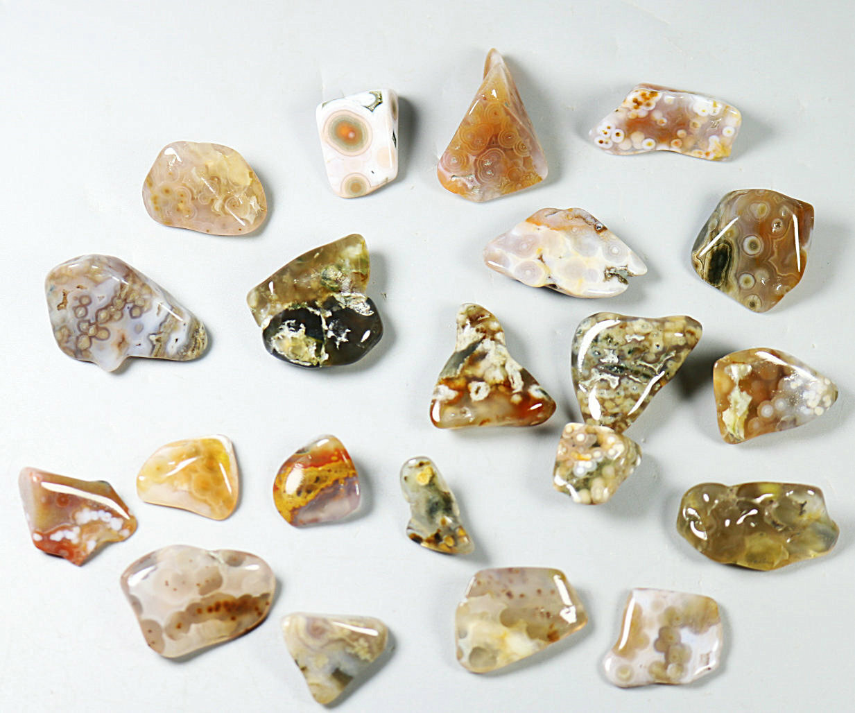 21pcs Natural Ocean Jasper Agate Eye Quartz Crystal Round Pendant Reiki Stone