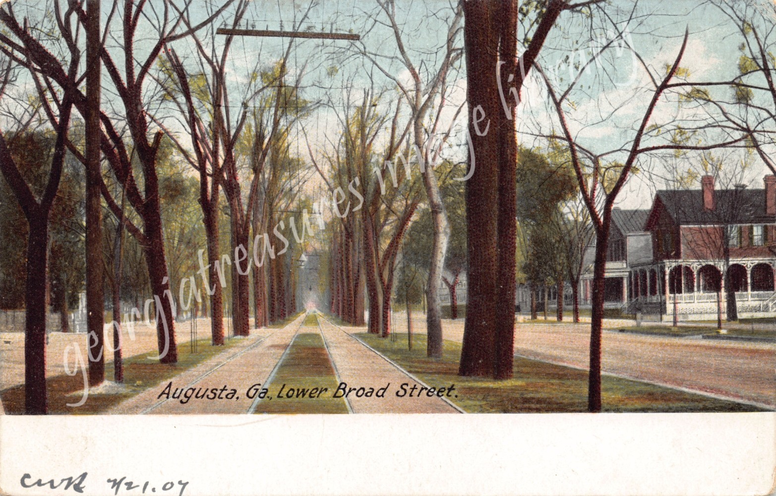 GA~GEORGIA~AUGUSTA~LOWER BROAD STREET~RESIDENTIAL~TROLLEY TRACKS~PM 1907
