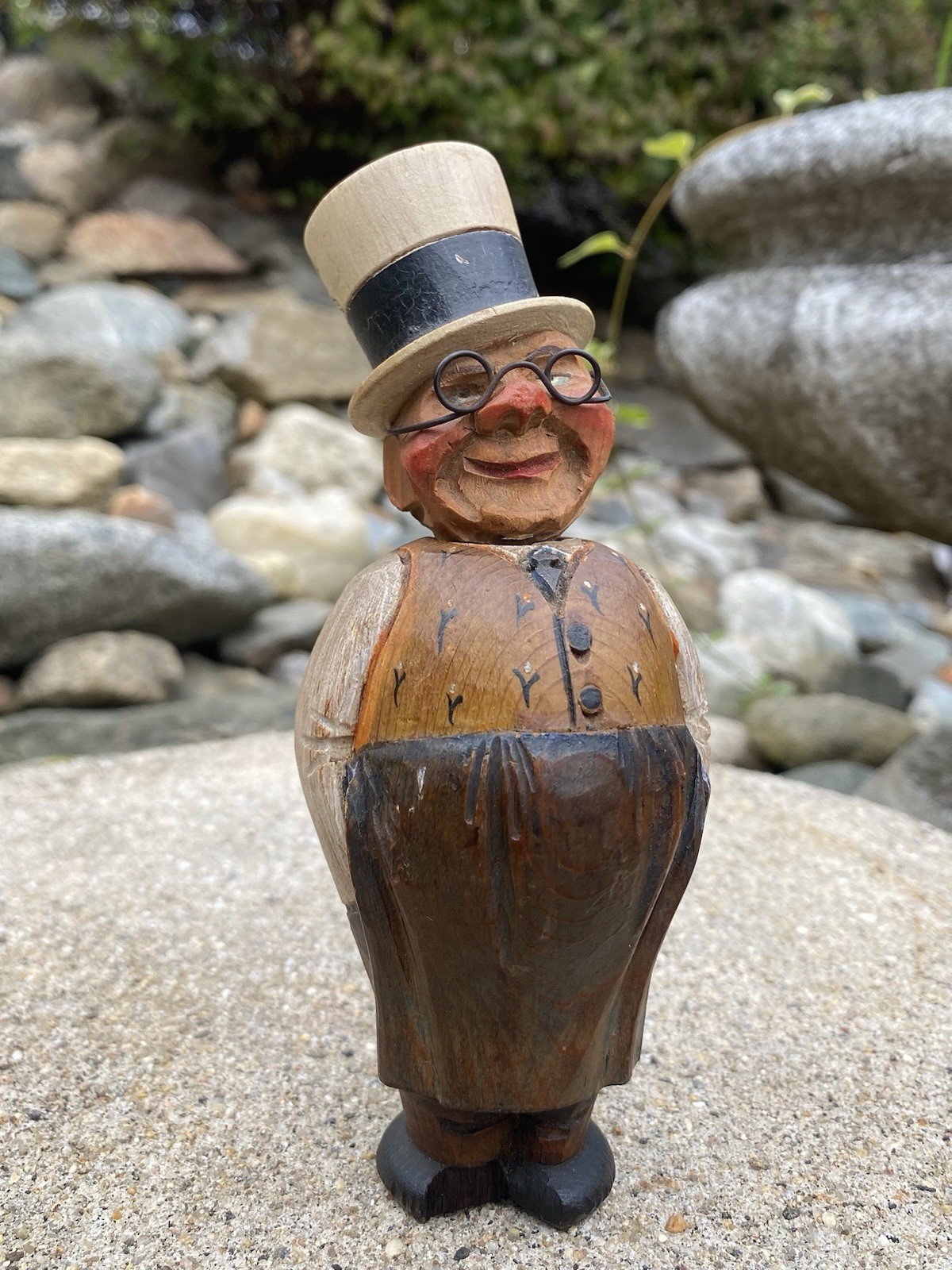 Antique Anri Hand Carved Painted Wood W.C. Fields Full Body Bottle Stopper Cork