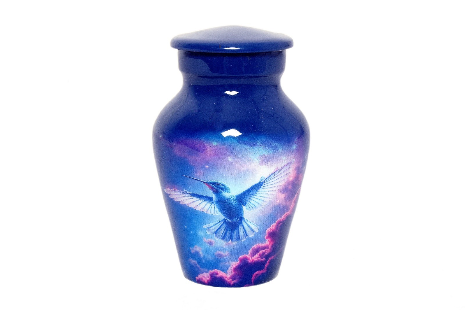 Blue Hummingbird Cremation Urn for Human Ashes  Adult Memorial Funeral Urn with